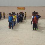 تنفيذ خطة الاخلاء في مدرسة الشهداء الابتدائية